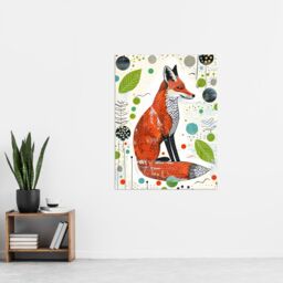 "Artery8 Fox Folk Art Simple Bright Abstract Design Wall Art Print in Orange - Size: W12"" x H16""" - thumbnail 4