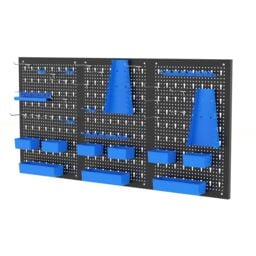 Costway Pegboard Wall Organizer 9-Bin Parts Rack Organizer w/ Hammer Racks in Blue - thumbnail 6