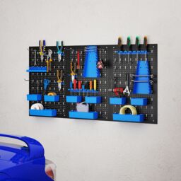 Costway Pegboard Wall Organizer 9-Bin Parts Rack Organizer w/ Hammer Racks in Blue - thumbnail 7