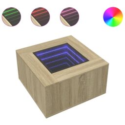 Berkfield Home Coffee Table with LED Sonoma Oak 60x60x40 cm Engineered Wood in Brown - Size: 60 x 60 x 40 cm - thumbnail 2