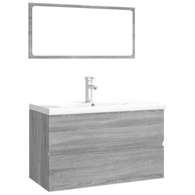 Berkfield Home Bathroom Furniture Set Grey Sonoma Engineered Wood - image 1