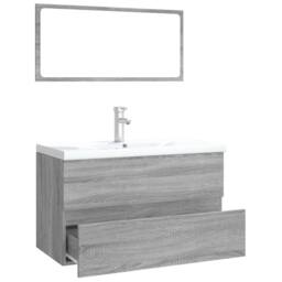 Berkfield Home Bathroom Furniture Set Grey Sonoma Engineered Wood - thumbnail 4