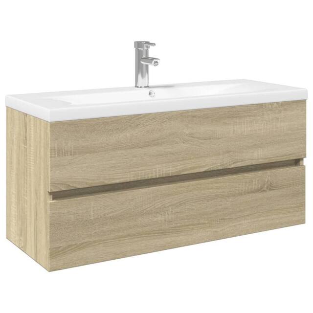 Berkfield Home 2 Piece Bathroom Furniture Set Ceramic & Engineered Wood in Light Tan - image 1