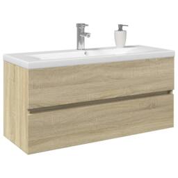Berkfield Home 2 Piece Bathroom Furniture Set Ceramic & Engineered Wood in Light Tan - thumbnail 2