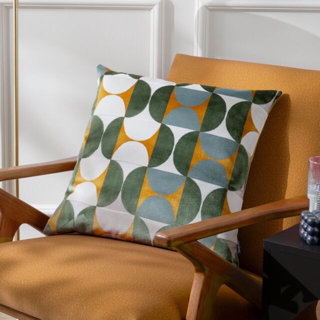Paoletti Bardot Cut Velvet Retro Cushion in Yellow - Size: 50 cm x 50 cm - image 1