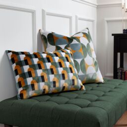 Paoletti Bardot Cut Velvet Retro Cushion in Yellow - Size: 50 cm x 50 cm - thumbnail 6