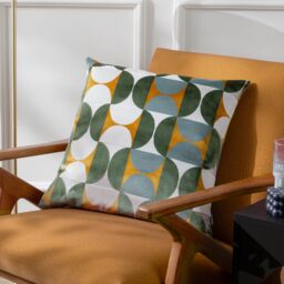 Paoletti Bardot Cut Velvet Retro Cushion in Yellow - Size: 50 cm x 50 cm - thumbnail 1