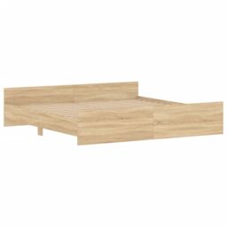Berkfield Home Bed Frame with Headboard with Footboard Sonoma Oak 180x200 cm Super King in Brown - thumbnail 3