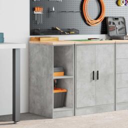 Berkfield Home Garage Storage Cabinet Concrete Grey 30x51x85 cm Solid Wood Pine - Size: 30 x 51 x 85 cm - thumbnail 3