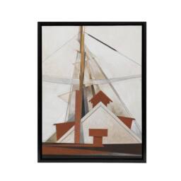 "Artery8 Sailboat Masts Cubist Painting Demuth Framed Canvas Wall Art Print in White - Size: W12"" x H16""" - thumbnail 1