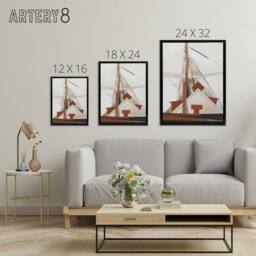"Artery8 Sailboat Masts Cubist Painting Demuth Framed Canvas Wall Art Print in White - Size: W12"" x H16""" - thumbnail 4