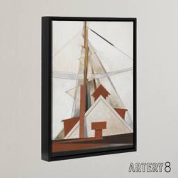 "Artery8 Sailboat Masts Cubist Painting Demuth Framed Canvas Wall Art Print in White - Size: W12"" x H16""" - thumbnail 2