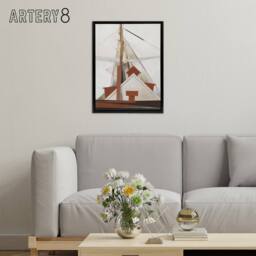 "Artery8 Sailboat Masts Cubist Painting Demuth Framed Canvas Wall Art Print in White - Size: W12"" x H16""" - thumbnail 3
