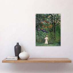 "Artery8 Woman Walking in an Exotic Forest Rousseau Wall Art Print Poster in Green - Size: W12"" x H16""" - thumbnail 4
