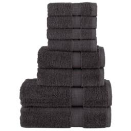 Berkfield Home Soft 8 Piece Premium Towel Set SOLUND Anthracite 600 gsm in Charcoal - thumbnail 2