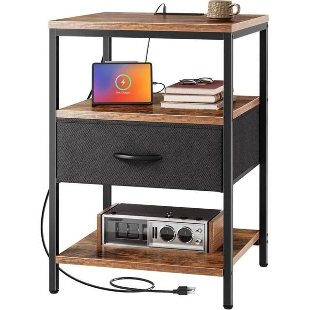 Kelvenix Narrow Side Table with USB & Power Outlets in Brown - Size: 0.6m2 - image 1