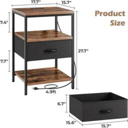 Kelvenix Narrow Side Table with USB & Power Outlets in Brown - Size: 0.6m2 - thumbnail 2