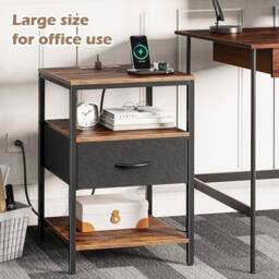 Kelvenix Narrow Side Table with USB & Power Outlets in Brown - Size: 0.6m2 - thumbnail 4