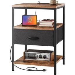 Kelvenix Narrow Side Table with USB & Power Outlets in Brown - Size: 0.6m2 - thumbnail 1