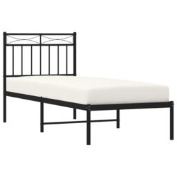 Berkfield Home Metal Bed Frame with Headboard Black 75x190 cm Small Single - thumbnail 3