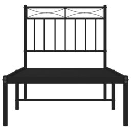 Berkfield Home Metal Bed Frame with Headboard Black 75x190 cm Small Single - thumbnail 5
