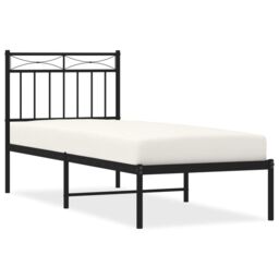 Berkfield Home Metal Bed Frame with Headboard Black 75x190 cm Small Single - thumbnail 2