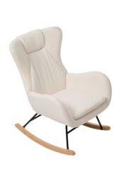 Living and Home White Lambswool Upholstered Rocking Chair - thumbnail 5