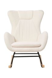 Living and Home White Lambswool Upholstered Rocking Chair - thumbnail 3
