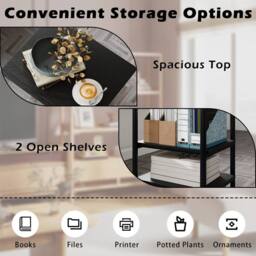 KORVIXA 3-Tier Printer Cart with Storage Shelves & Locking Wheels in Black - Size: 100 cm x 100 cm - thumbnail 4