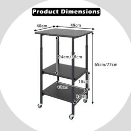 KORVIXA 3-Tier Printer Cart with Storage Shelves & Locking Wheels in Black - Size: 100 cm x 100 cm - thumbnail 2