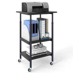 KORVIXA 3-Tier Printer Cart with Storage Shelves & Locking Wheels in Black - Size: 100 cm x 100 cm - thumbnail 1
