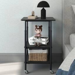 KORVIXA 3-Tier Printer Cart with Storage Shelves & Locking Wheels in Black - Size: 100 cm x 100 cm - thumbnail 3