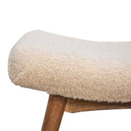 Wyld Haus Olbia Bouclé Curved Bench Cream Cotton Mango Wood Legs in Beige - thumbnail 5