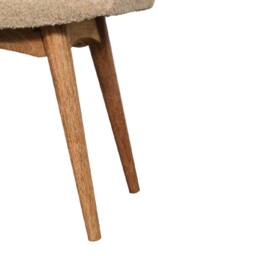 Wyld Haus Olbia Bouclé Curved Bench Cream Cotton Mango Wood Legs in Beige - thumbnail 8