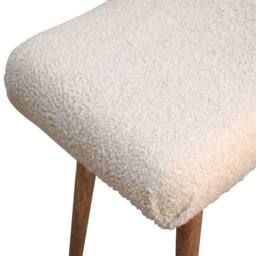 Wyld Haus Olbia Bouclé Curved Bench Cream Cotton Mango Wood Legs in Beige - thumbnail 6