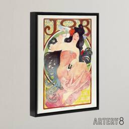 "Artery8 Art Nouveau Vintage Job Paper Advert Framed Canvas Wall Art Print Mucha - Size: W12"" x H16""" - thumbnail 2