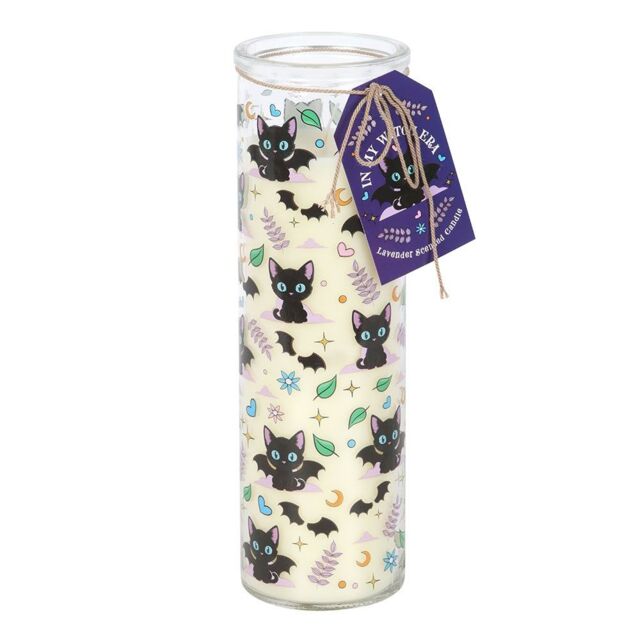 Something Different Lavender Cat Print Tube Candle in White - image 1