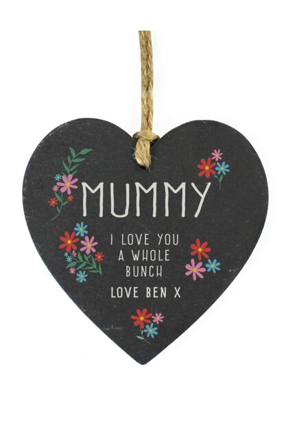 Personalised Memento Company Women's Personalised I Love You A Whole Bunch Hanging Slate Heart in Black - image 1
