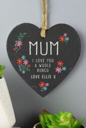 Personalised Memento Company Women's Personalised I Love You A Whole Bunch Hanging Slate Heart in Black - thumbnail 4
