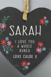 Personalised Memento Company Women's Personalised I Love You A Whole Bunch Hanging Slate Heart in Black - thumbnail 3