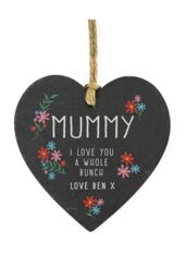 Personalised Memento Company Women's Personalised I Love You A Whole Bunch Hanging Slate Heart in Black - thumbnail 1