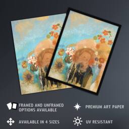 "Artery8 Evocation of Roussel Floral Portrait Redon Framed Wall Art Print in Blue - Size: W12"" x H16""" - thumbnail 2