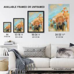 "Artery8 Evocation of Roussel Floral Portrait Redon Framed Wall Art Print in Blue - Size: W12"" x H16""" - thumbnail 3