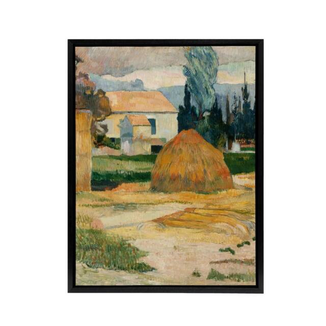 "Artery8 Farmhouse Landscape Near Arles Paul Gauguin Framed Canvas Wall Art - Size: W24"" x H32""" - image 1