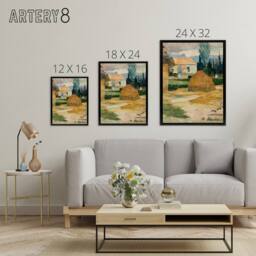 "Artery8 Farmhouse Landscape Near Arles Paul Gauguin Framed Canvas Wall Art - Size: W24"" x H32""" - thumbnail 4