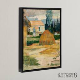 "Artery8 Farmhouse Landscape Near Arles Paul Gauguin Framed Canvas Wall Art - Size: W24"" x H32""" - thumbnail 2