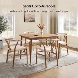 VonHaus Burton Dark Wood Effect 4 Seater Dining Table in Dark Brown - thumbnail 2
