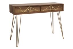 Orsina Compact & Versatile Console Table, Ample Storage Metallic Furniture, Timeless Design Hallway Table in Natural - thumbnail 3