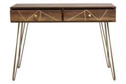 Orsina Compact & Versatile Console Table, Ample Storage Metallic Furniture, Timeless Design Hallway Table in Natural - thumbnail 2
