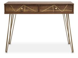 Orsina Compact & Versatile Console Table, Ample Storage Metallic Furniture, Timeless Design Hallway Table in Natural - thumbnail 6